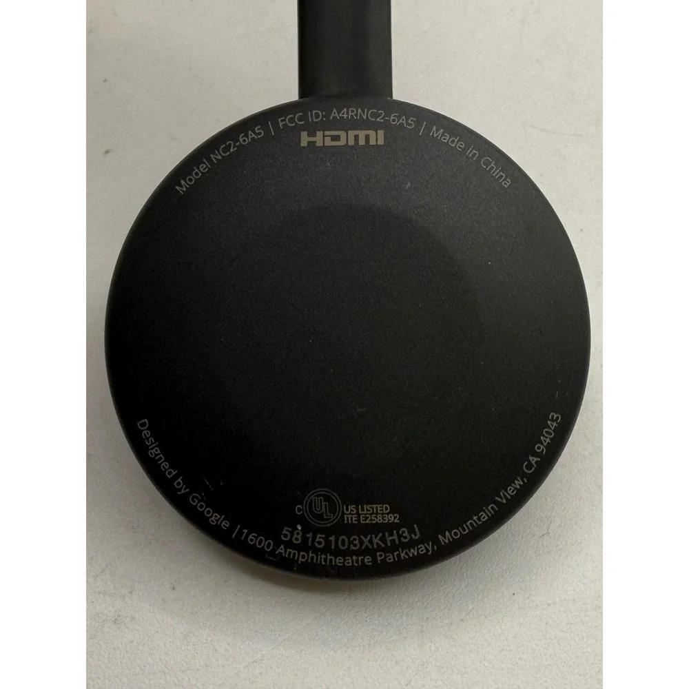 Google Chromecast 2nd Gen Black Digital Media Streamer NC2-6A5 w/ Power Adapter